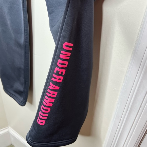 Under Armour Cold Gear Sweatpants Youth XL Dark Gray Pink Straight Leg - Picture 3 of 14